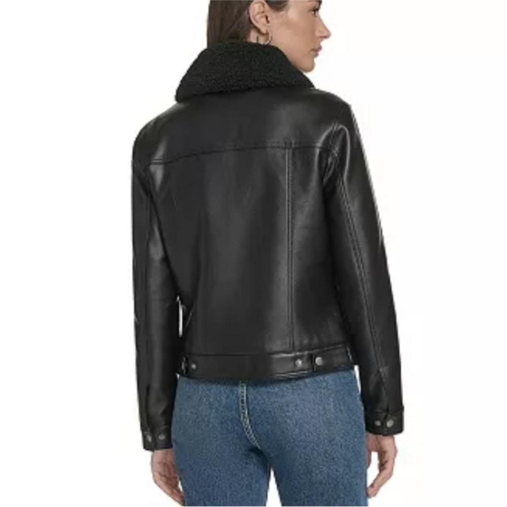 Levi's Black Faux-Leather Jacket with Sherpa Collar - Women